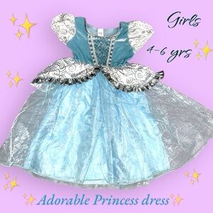 Adorable Princess Dress, baby blue, girls 4-6